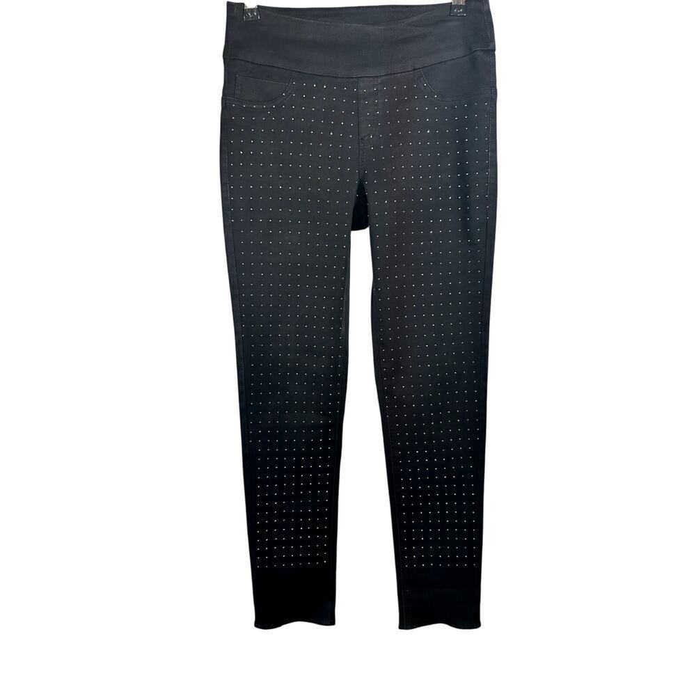 LULU-B Women's Embellished Tummy Control Pull On Skinny Pants Black Size 2